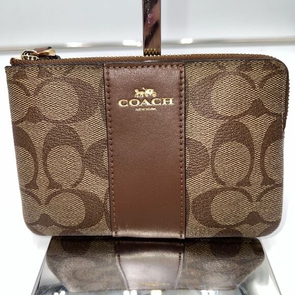 Coach Small Zip Signature Wristlet - Picture 1 of 6